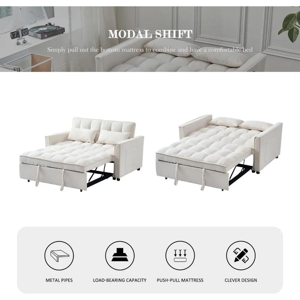 3-in-1 Convertible Futon Sofas Bed with Adjustable Backrest and Storage