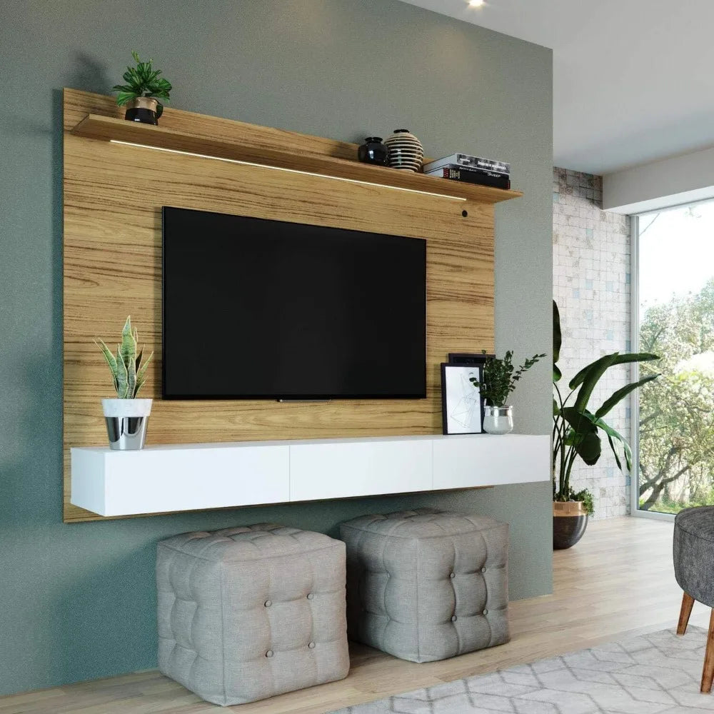 Wall Mounted, Floating Entertainment Center with LED Strip