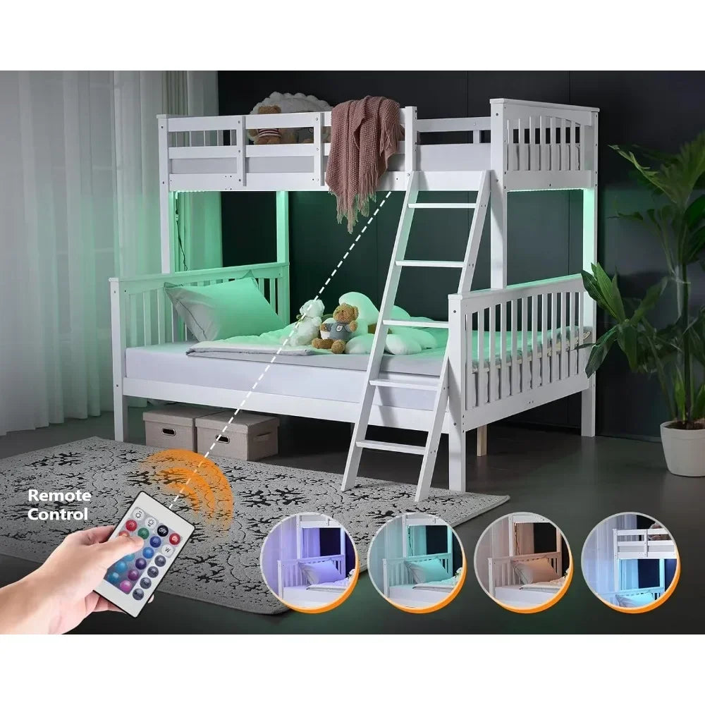Convertible Bunk Bed with LED Light/USB Port