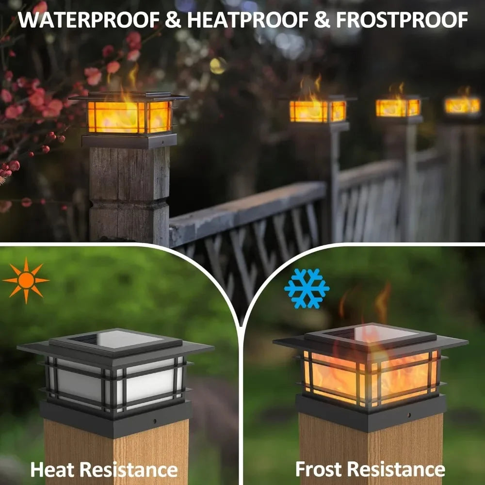 8 Pack Solar Flame Lights for Outdoor Wooden Posts