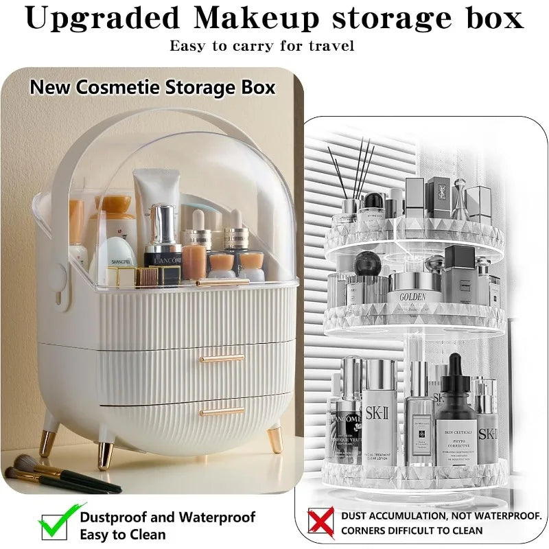 Makeup Cosmetics Skincare Organizers with Lid and Drawers