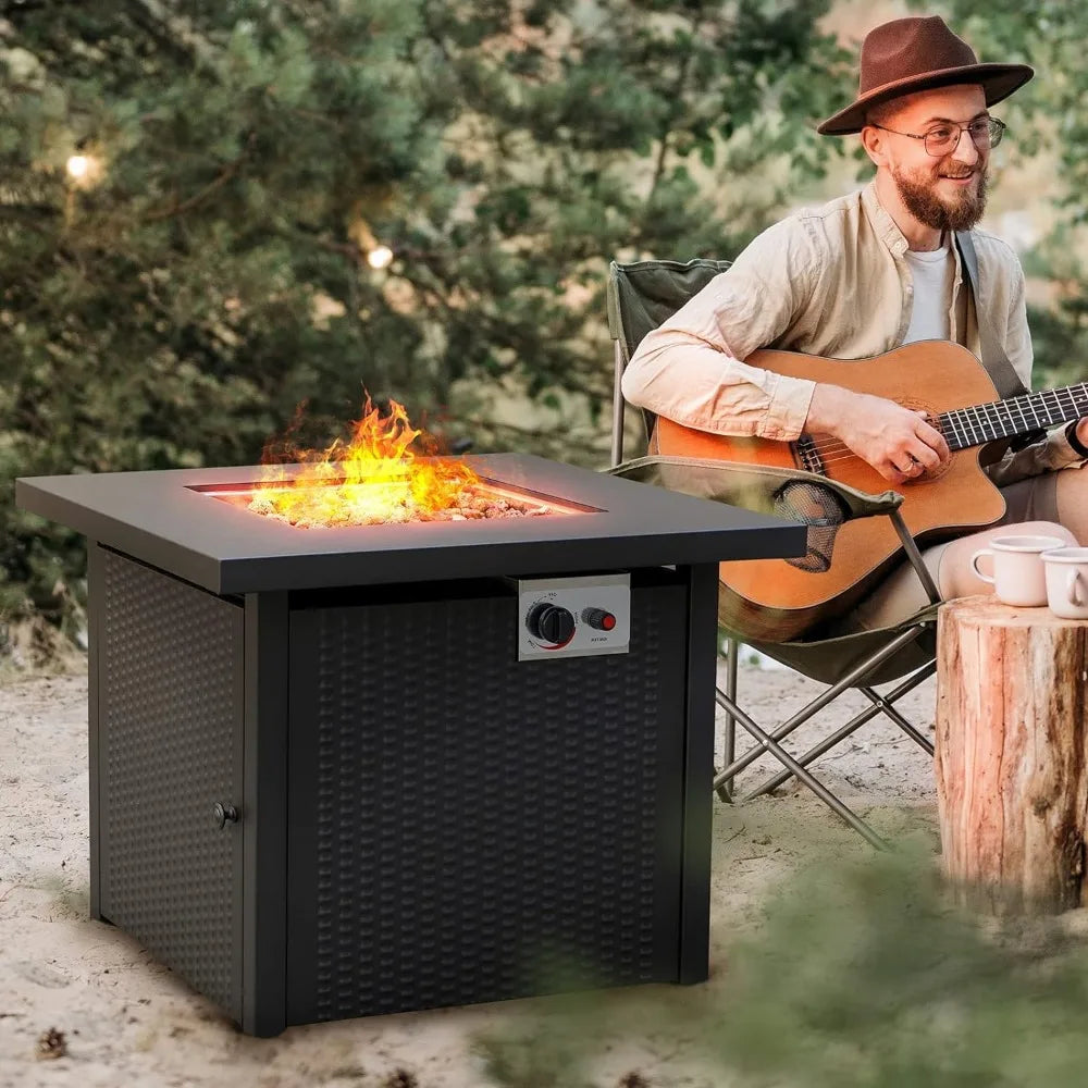 Outdoor Propane Fire Pit Table with Cover/Lid for Patio