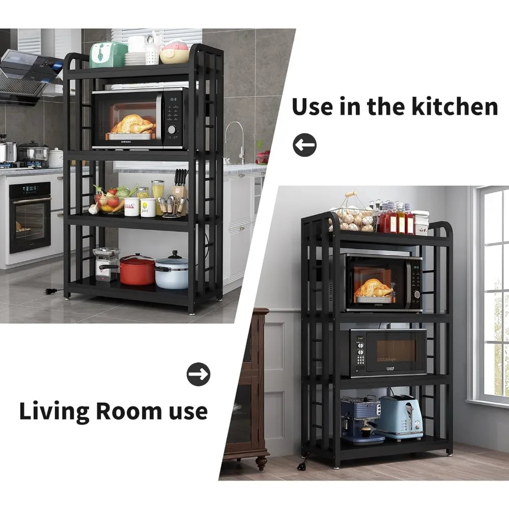 Free Standing Baker's Rack Kitchen Stands with Power Outlet