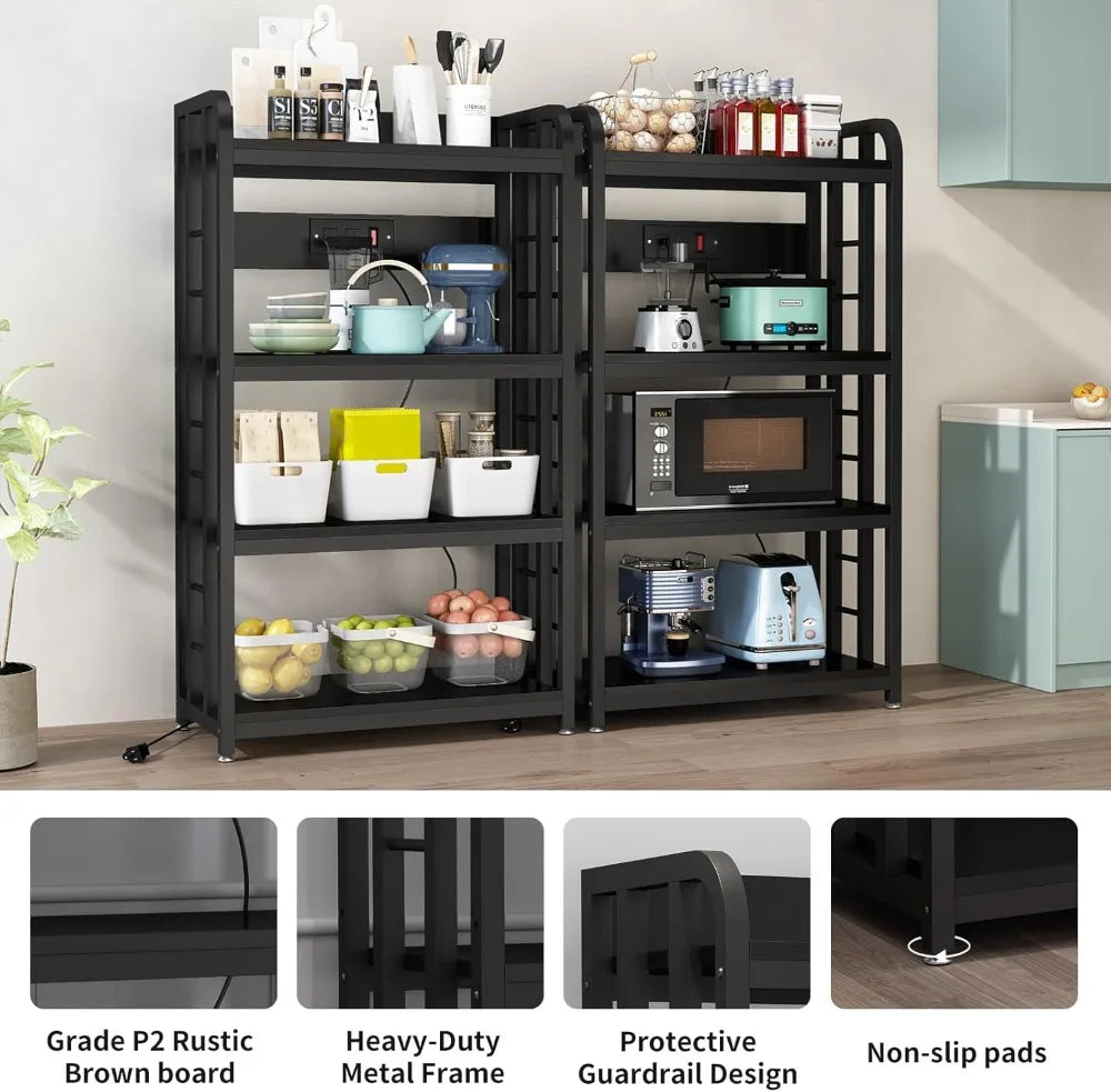 Free Standing Baker's Rack Kitchen Stands with Power Outlet
