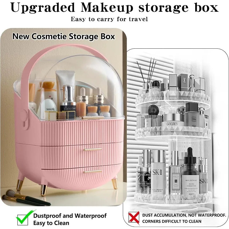 Makeup Cosmetics Skincare Organizers with Lid and Drawers