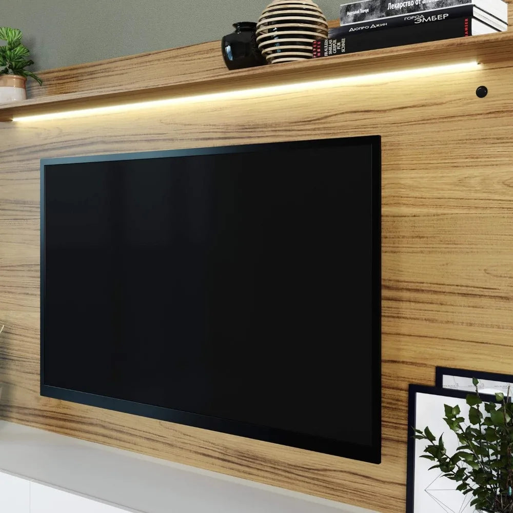 Wall Mounted, Floating Entertainment Center with LED Strip