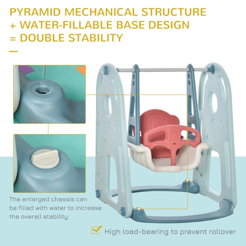 Freestanding 4 in 1 Slide and Swing Playset with Adjustable Seat Height