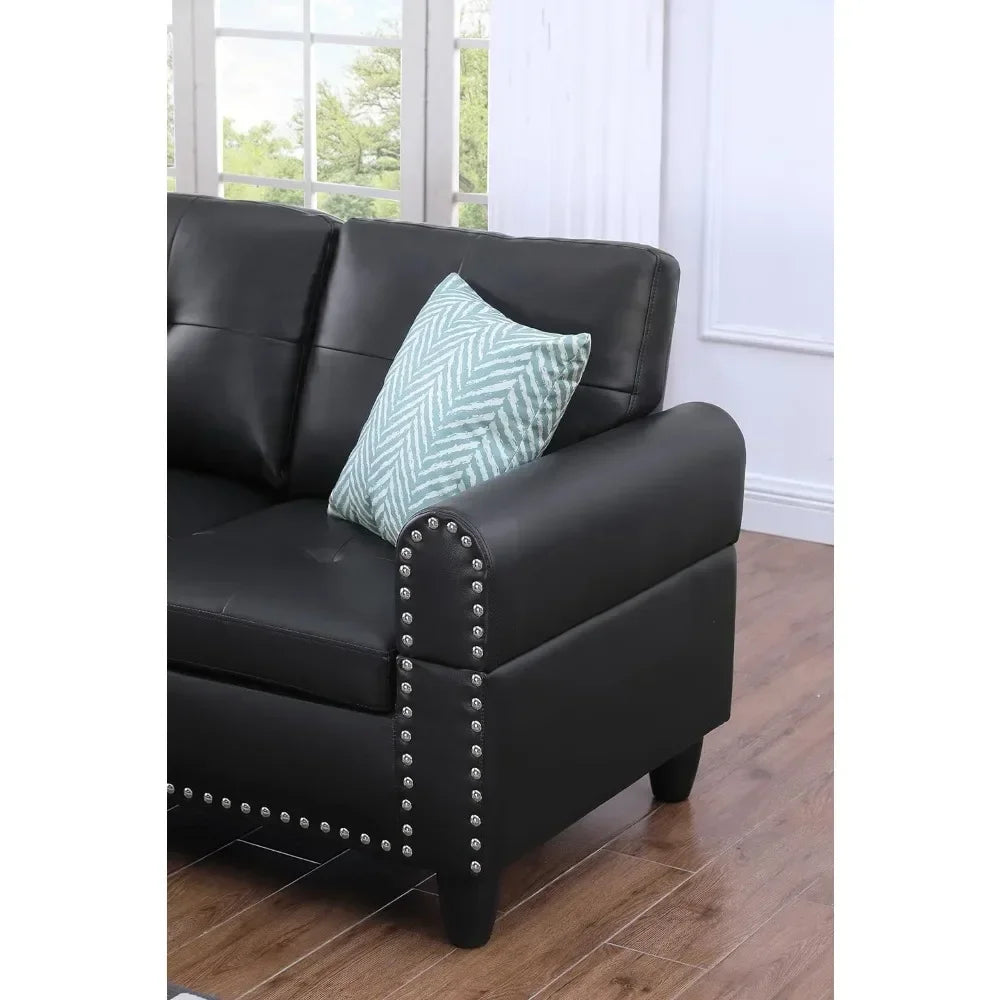 Living room, L-shaped 6-seater Sofa with removable ottoman