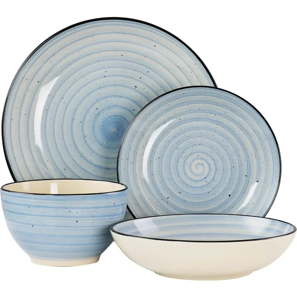 Gia 24 Piece Round Stoneware Dinnerware Set