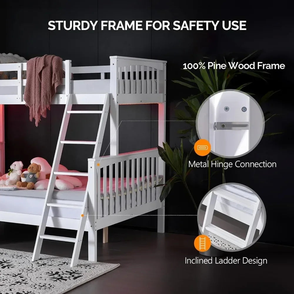 Convertible Bunk Bed with LED Light/USB Port