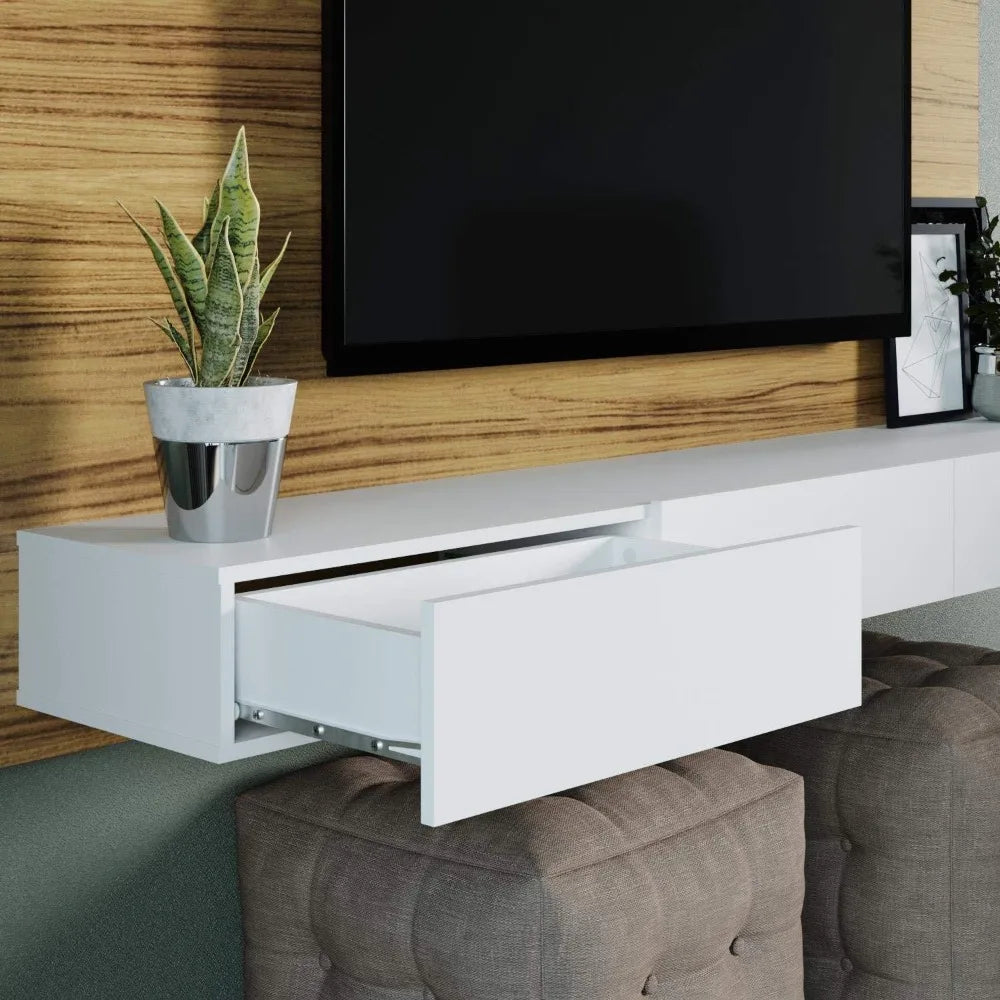 Wall Mounted, Floating Entertainment Center with LED Strip