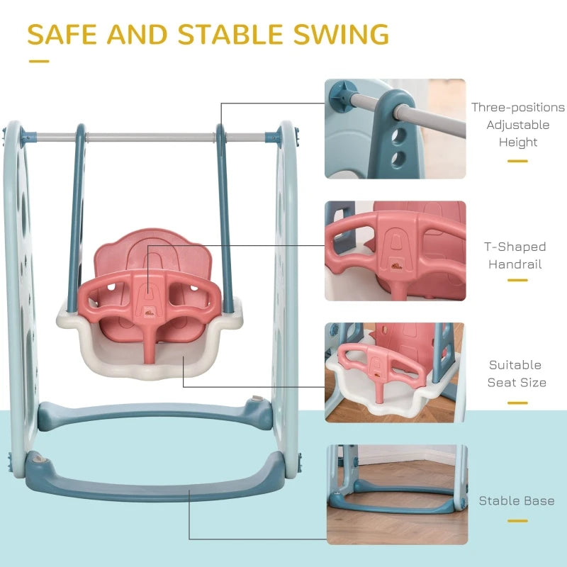 Freestanding 4 in 1 Slide and Swing Playset with Adjustable Seat Height