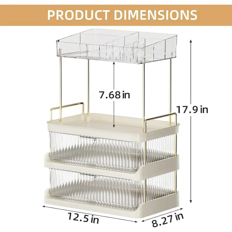 Makeup Organizer for Vanity with 2 Drawers