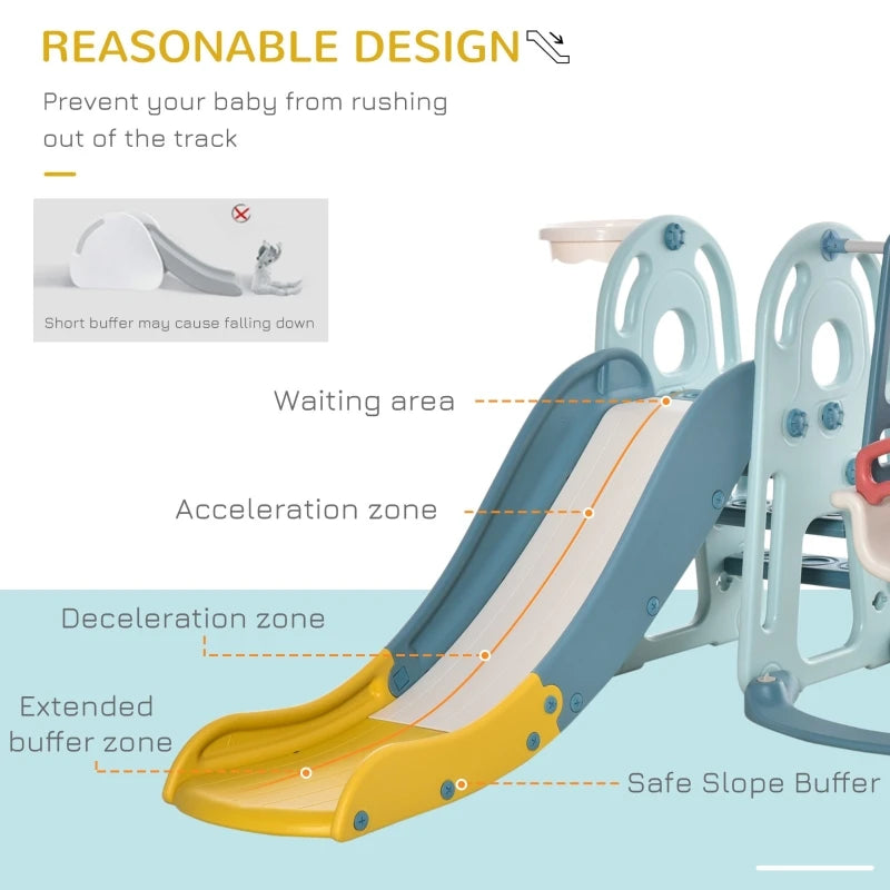 Freestanding 4 in 1 Slide and Swing Playset with Adjustable Seat Height