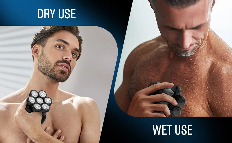 6-in-1 Multifunctional 7D Head Shavers, Electric Razor for Bald Men