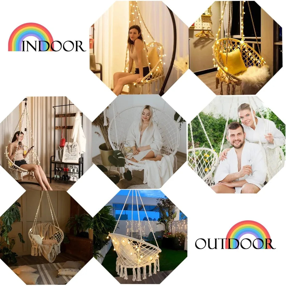 Hanging Chair for Bedroom Hammock Chair Swing with Lights