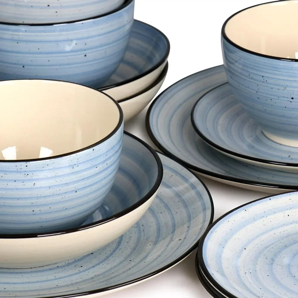 Gia 24 Piece Round Stoneware Dinnerware Set