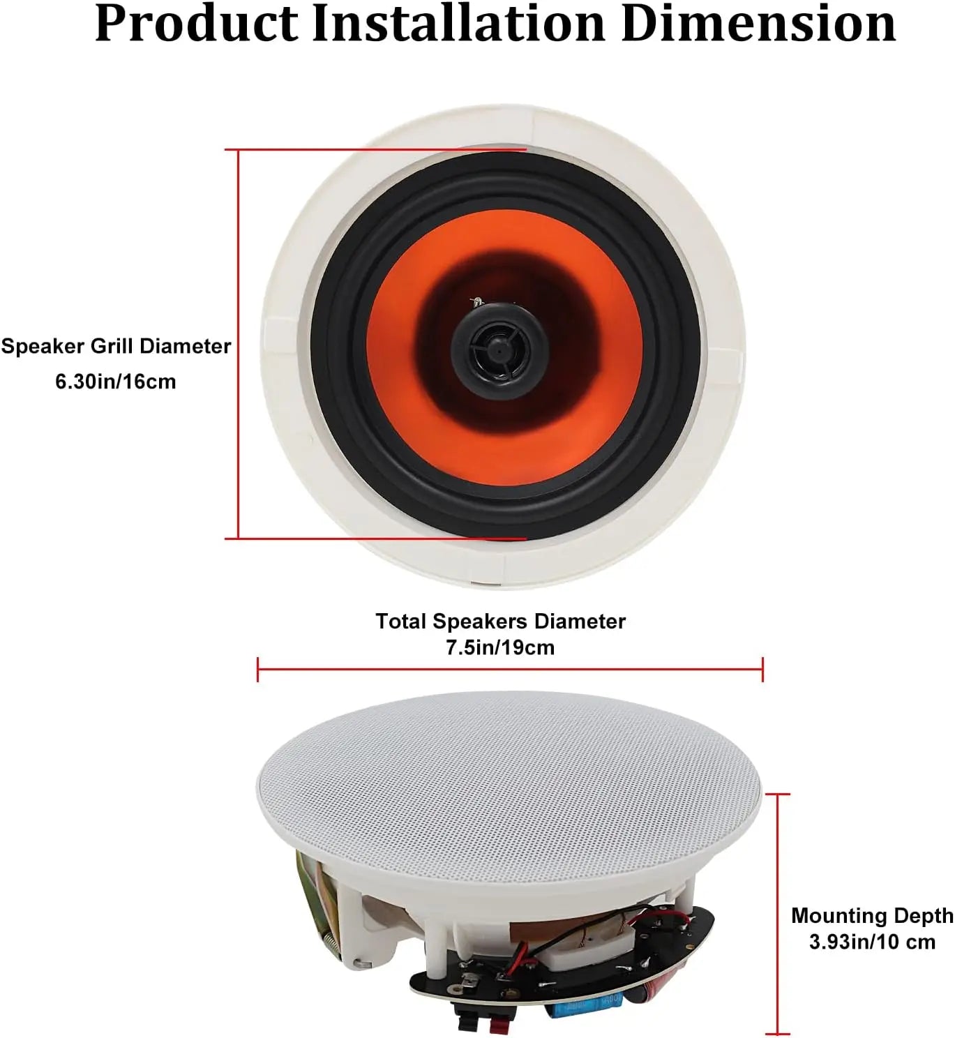 Herdio 6.5'' Bluetooth In Ceiling, Flush Mount 600W 2-Way Speakers System