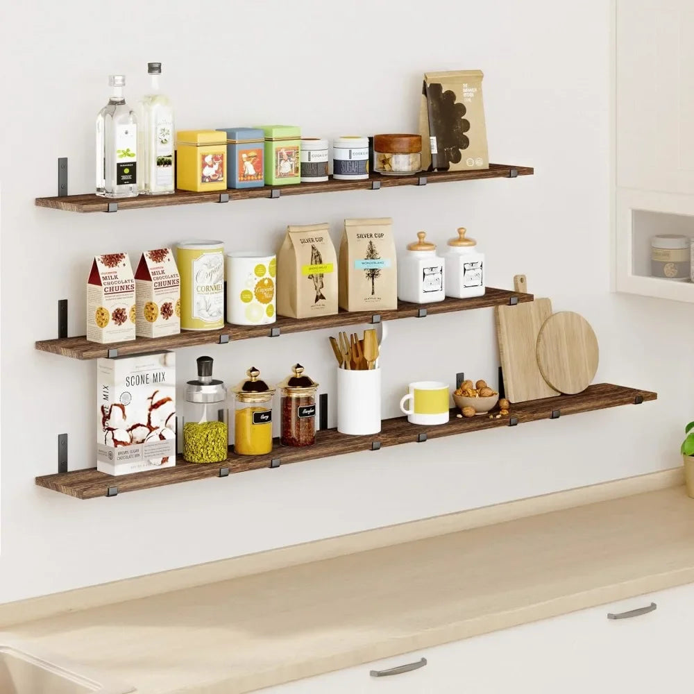Set of 10, Rustic Wood Wall Decor, Wall Mounted Shelves