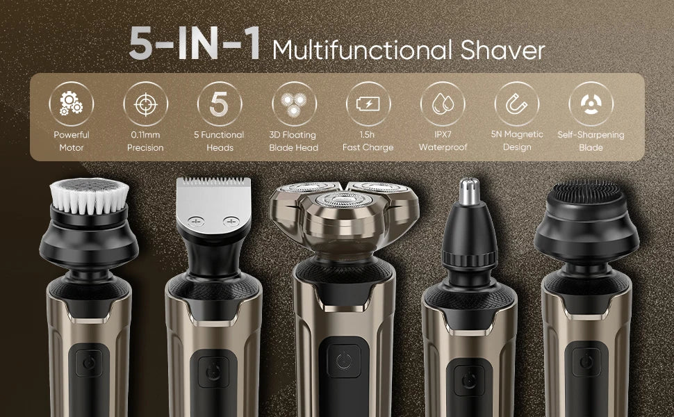 Electric Rechargeable 5 in 1 Hair Clipper for Men