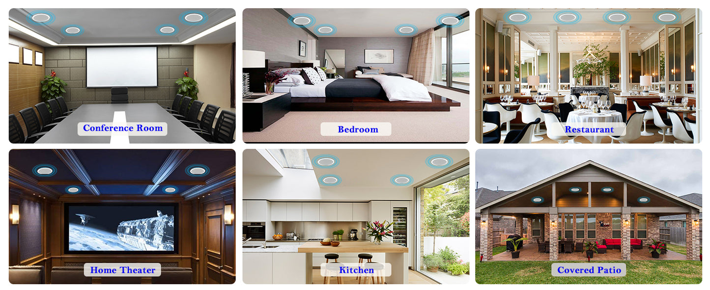 Herdio 6.5'' Bluetooth In Ceiling, Flush Mount 600W 2-Way Speakers System
