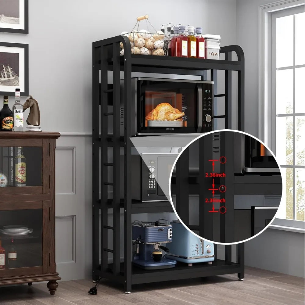 Free Standing Baker's Rack Kitchen Stands with Power Outlet