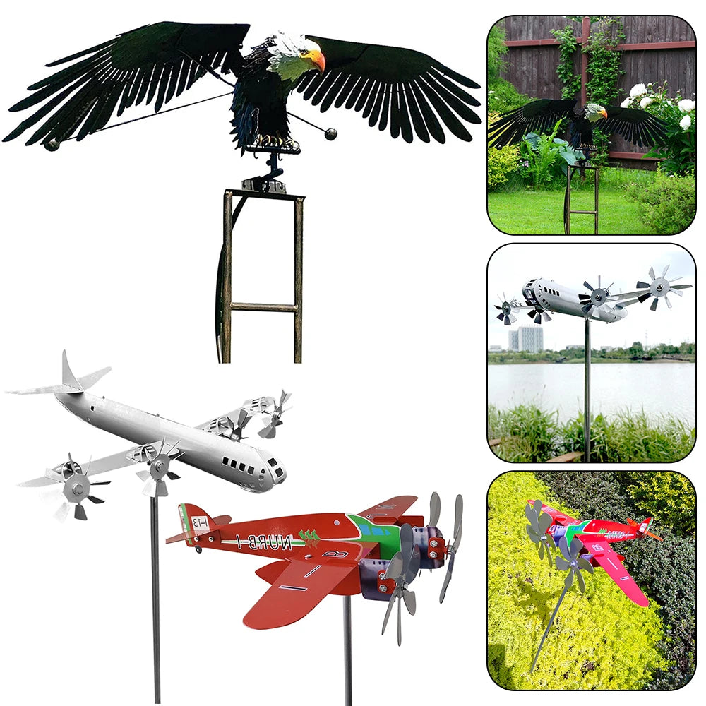 Iron Metal Eagle Wind Spinners Lawn Ornaments