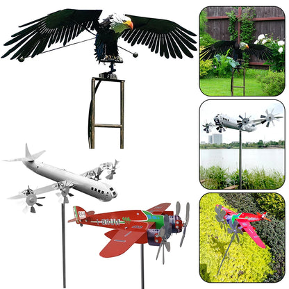 Iron Metal Eagle Wind Spinners Lawn Ornaments