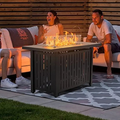 43 Inch Outdoor Gas Fire Pit Table with Wind Guard