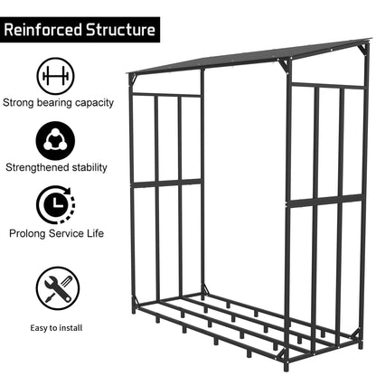 Heavy Duty, Extra Large Tall Outdoor Firewood Rack with Cover