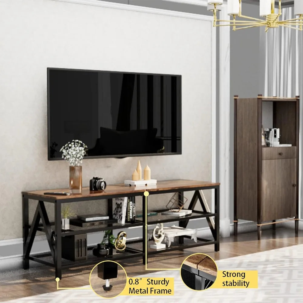 TV Stand for TVs up to 65 Inch with 3-Tier Storage Shelves