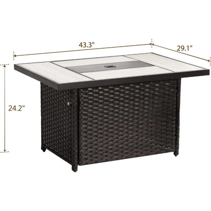 Outdoor Propane Fire Pit Table with Cover/Lid for Patio