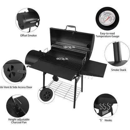 Royal Gourmet 30" BBQ Charcoal Grill and Offset Smoker