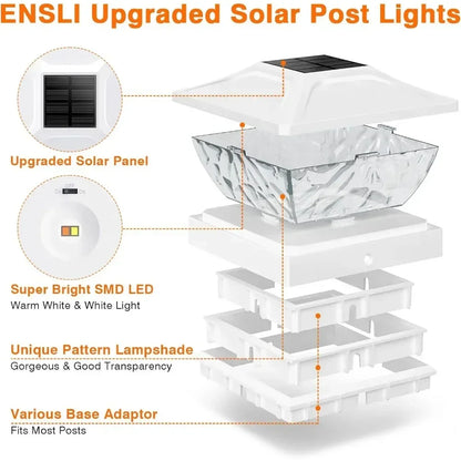 Outdoor Solar Post Lamps, Solar Powered Deck Lights for 5x5 Posts