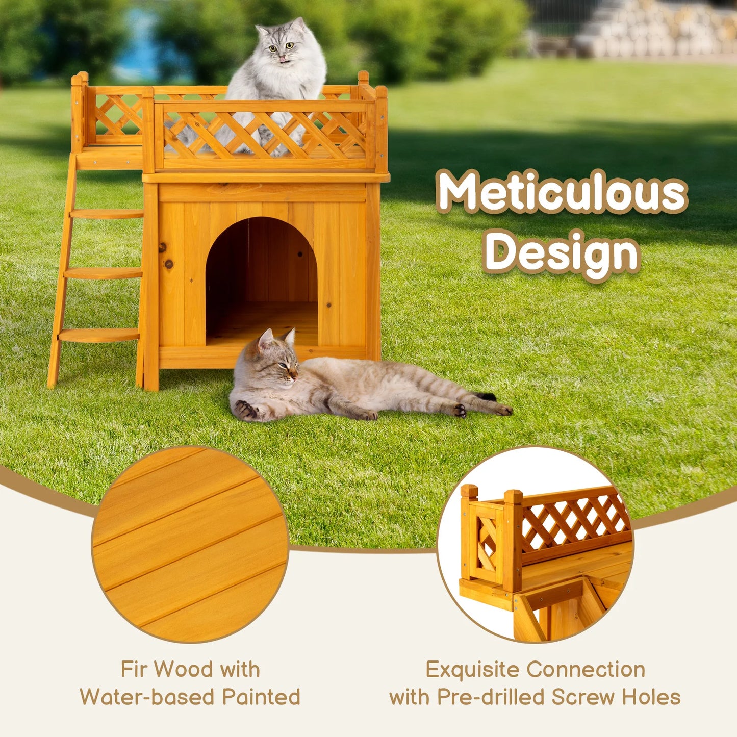 2-Story Wooden Feral Cat House, Pet House