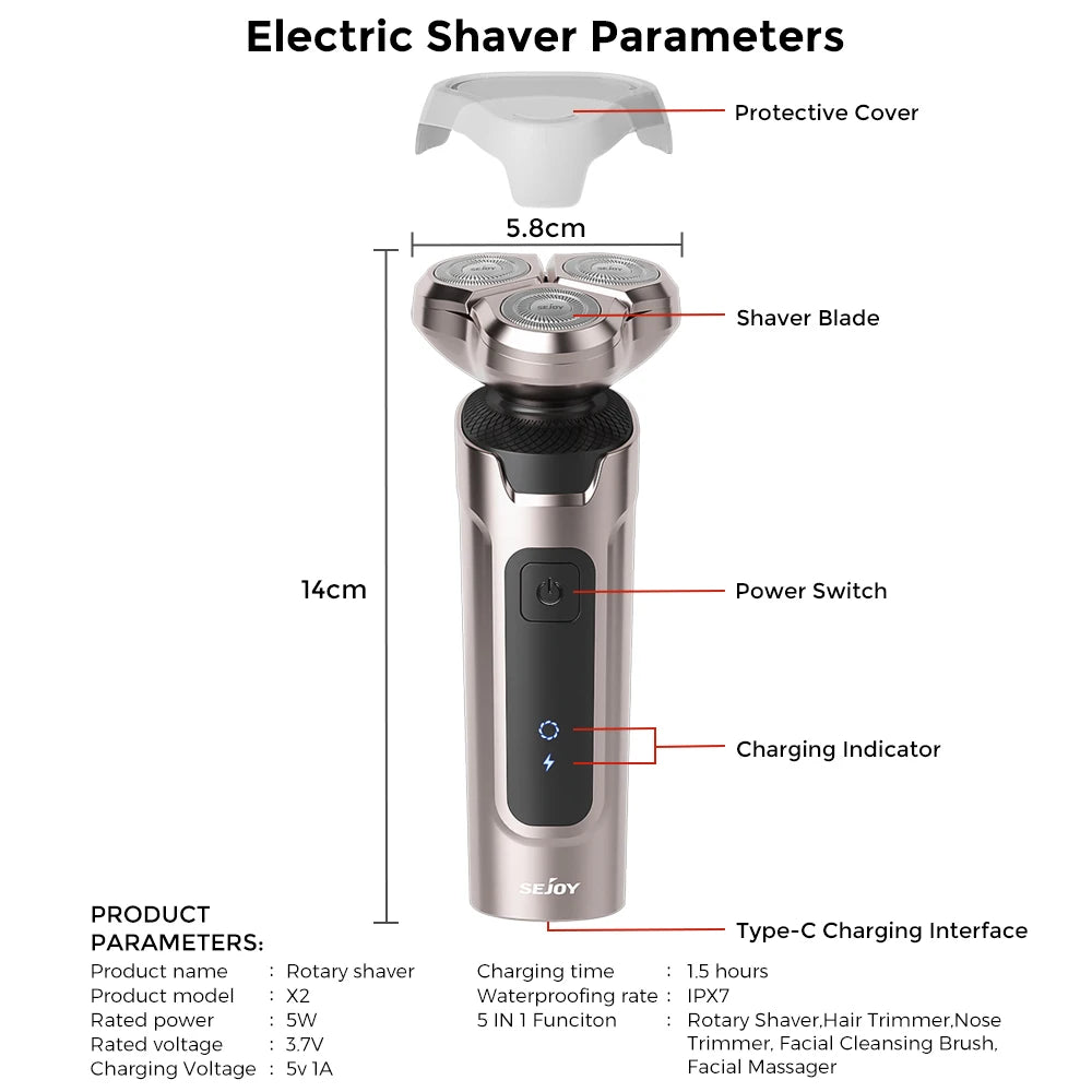 Electric Rechargeable 5 in 1 Hair Clipper for Men