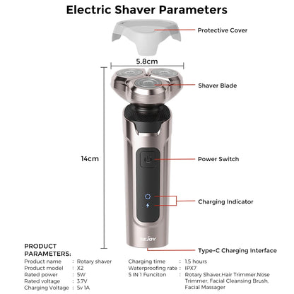 Electric Rechargeable 5 in 1 Hair Clipper for Men