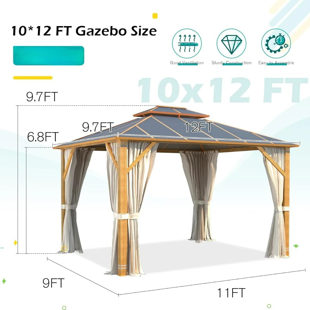 Hardtop Patio Gazebo Curtains, and Netting Included