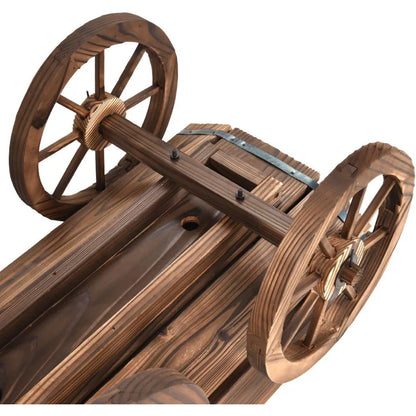 Wood Wagon Flower Planter with Wheels