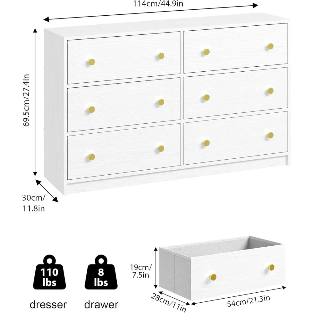 Dresser for Bedroom with 6 Drawers