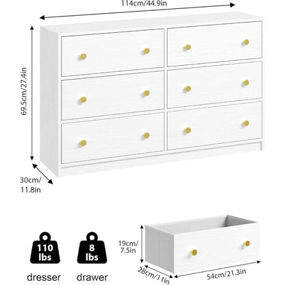 Dresser for Bedroom with 6 Drawers