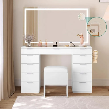 Large Makeup Vanity With Bench