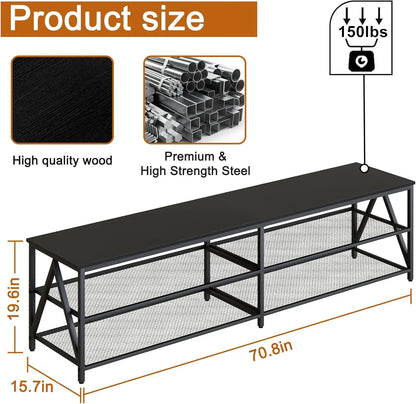 TV Stand for TVs up to 65 Inch with 3-Tier Storage Shelves