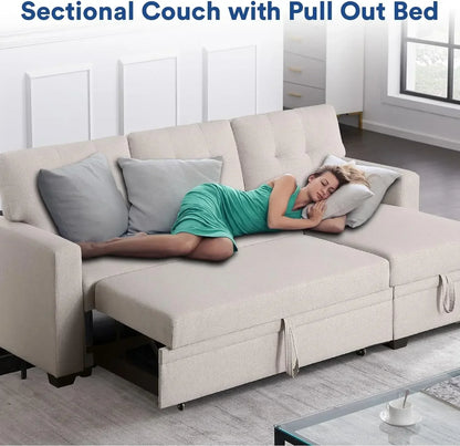 Multifunctional Comfy Sectional Sleeper Sofa with Storage