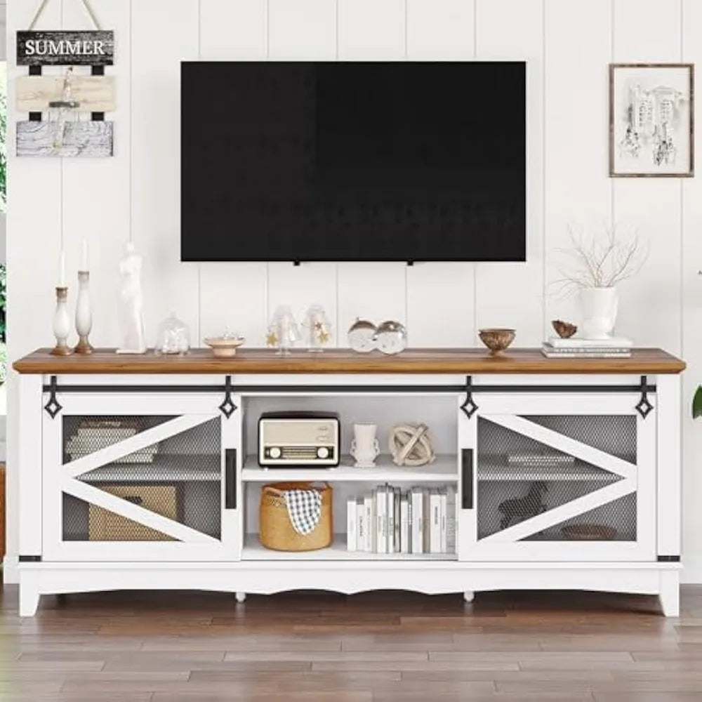 75 Inch Entertainment Center White TV Console