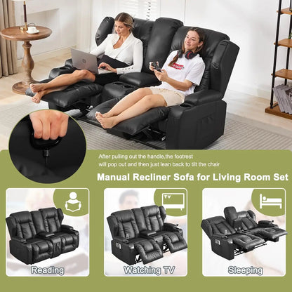 Double Recliner Sofa & Console