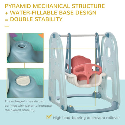 Freestanding 4 in 1  Slide and Swing Playset with Adjustable Seat Height