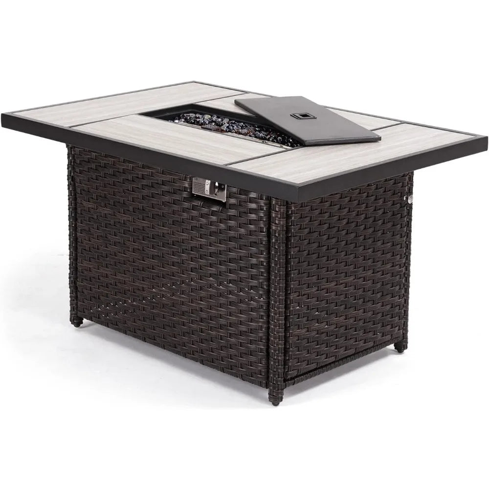 Outdoor Propane Fire Pit Table with Cover/Lid for Patio