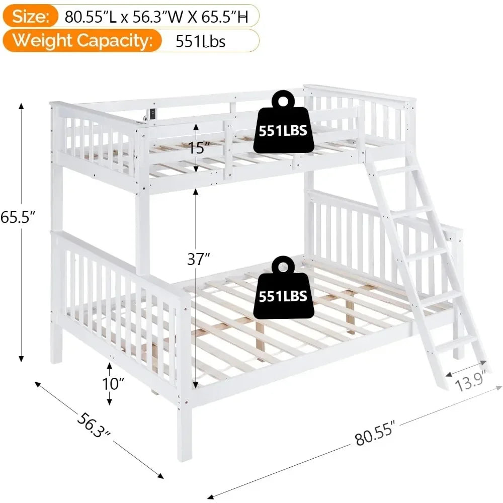 Convertible Bunk Bed  with LED Light/USB Port