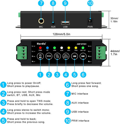 Herdio 6.5'' Bluetooth In Ceiling, Flush Mount 600W 2-Way Speakers System